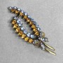 Brooch 'Twig' with Yellow and Blue Crystals, Silver-Tone Metal 64×23 mm +