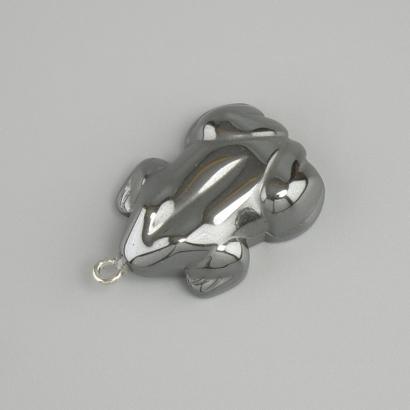 Hematite Frog Pendant, diameter 32×21 mm+