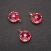 Pendant "Circle" in pink color with a gold-tone setting, 10x17 mm